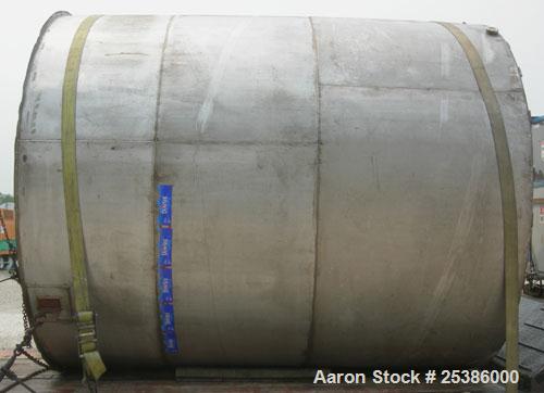 Used- Tank, Approximate 6950 Gallon, 304 Stainless Steel, Vertical. Approximate 120" diameter x 142" straight side, flat wel...