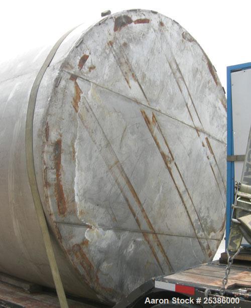 Used- Tank, Approximate 6950 Gallon, 304 Stainless Steel, Vertical. Approximate 120" diameter x 142" straight side, flat wel...