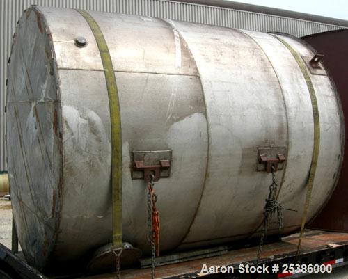 Used Tank, Approximate 6950 Gallon, 304 Stainless Steel, Vertical. Approximate 120" diameter x 142" straight side, flat welded top cover, flat bottom. Openings: top (2) 3 1/2" NPT, side 20" manway wi...