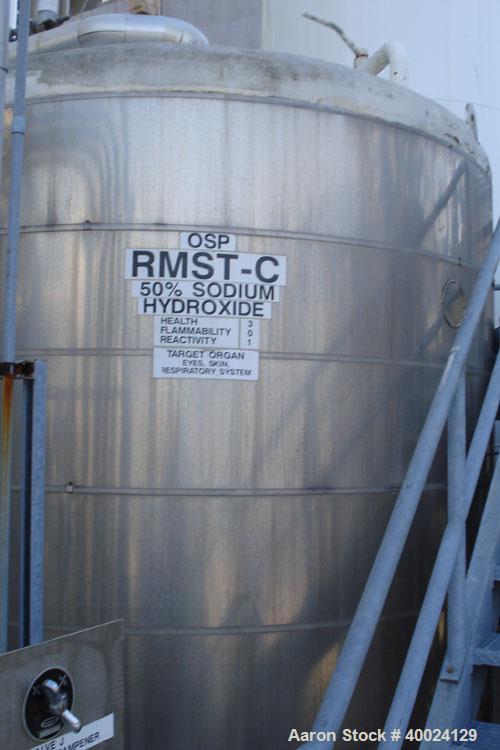 Used: Feldmeier tank, 6000 gallon, 316L stainless steel, vertical. 108" diameter x 144" straight side, dished top and bottom. Internal rated 10 psi at 150 deg.f.. Openings top 2",(3) 3",(2)4", 24" ma...