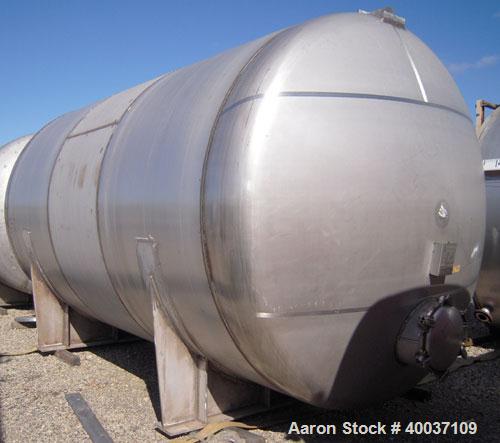 Used: R.A.S. Process Equipment pressure tank, 9000 gallon, 316L stainless steel, horizontal. Approximately 114" diameter x 14' long, dished ends. Internal rated 35 psi at 200 deg.f.. (6) top nozzles,...