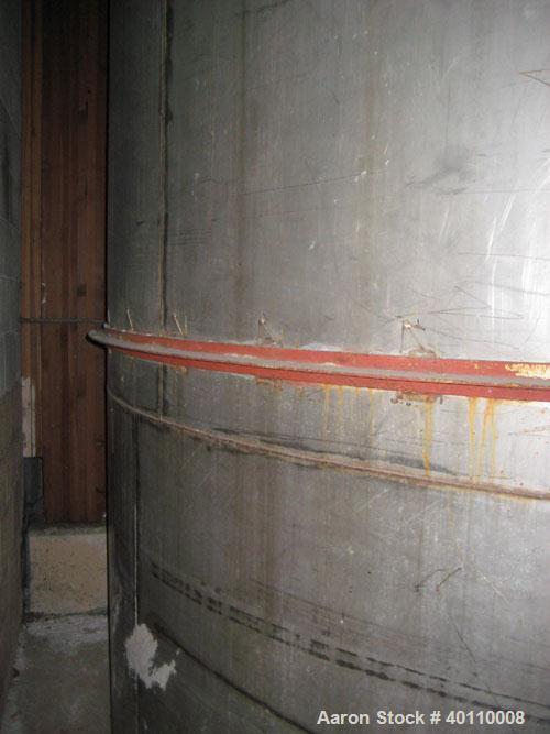 Used Westeel 25,608 Gallon (96,800 Liter) 304 Stainless Steel Storage Tank. Vertical Design. Approx. 12' Diameter x 31'6"  Long. Slight Cone Top and Sloping Bottom having a 4 1/2" Pitch. Top head has...