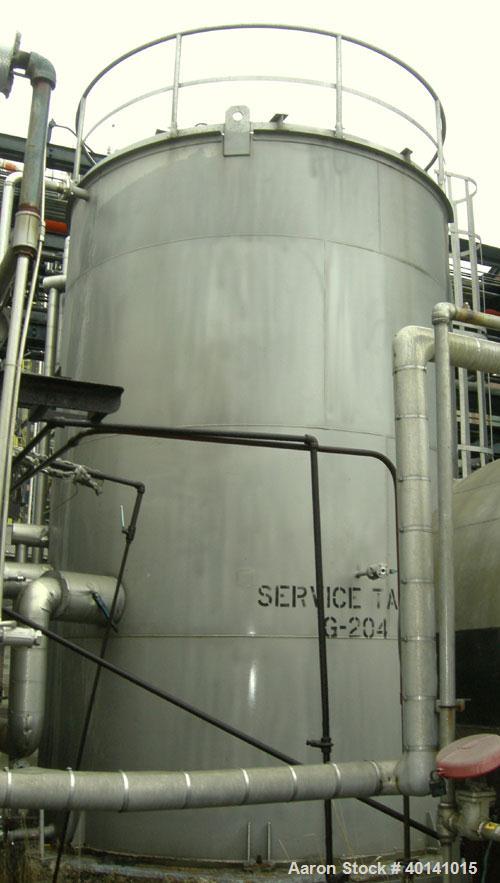 Used: Steel tank and Fabricators tank, 15,000 gallon, 316 L. 1/4" shellL, 12' diameter X 17'6" high, flat top and bottom,  vertical, API standard 650 rating. Top mounted Lightnin agitator, model 15S2...