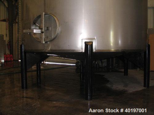 Unused-NEW: 6,000 gallon, 304 stainless steel, vertical tank. 9'6" diameter x 12'0" high side shell (approximately 15' high overall), shallow cone bottom, flat top, both with 1" diameter knuckle radi...