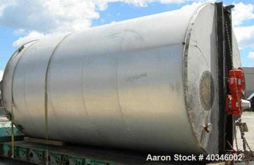 Used Industrial Air Inc Tank, 7,000 gallon, 304 stainless steel, vertical. Approximately 104" diameter x 192" straight side. Flat top and bottom. Carbon steel agitator bridge with an off center top e...