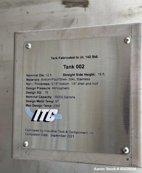 ITC 15000 Gallon Storge Tank, 304L Stainless Steel