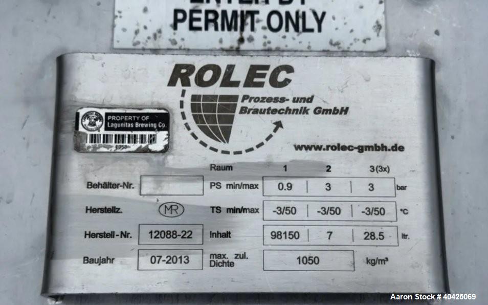 Used Rolec 25,931 Gallon Jacketed Stainless Steel Tank – Brewery Vessel with Multi-Zone Thermal Control