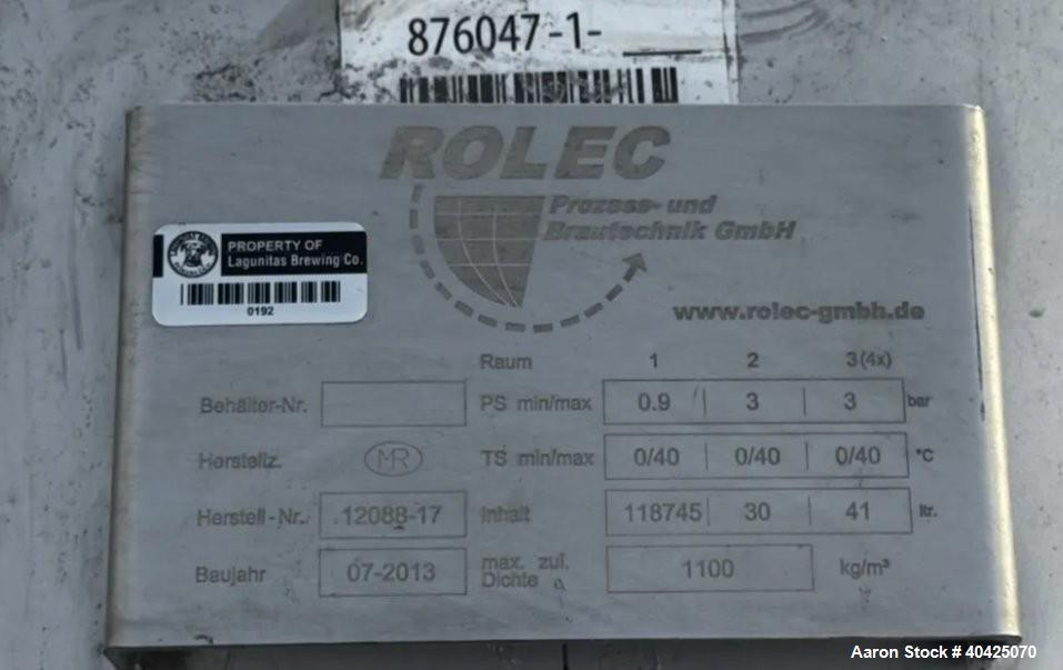 Used Rolec 31,372 Gallon Jacketed Stainless Steel Tank – Brewery Fermentation Vessel with Deep Cone Bottom