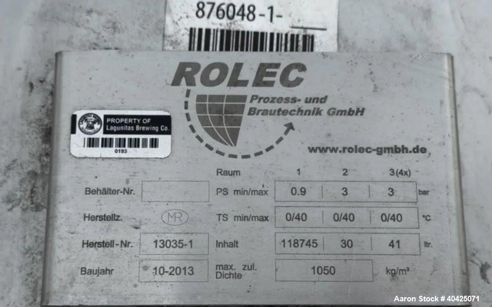 Used Rolec 31,372 Gallon Jacketed Fermentation Tank – 55° Cone Bottom Brewery Vessel (2013)