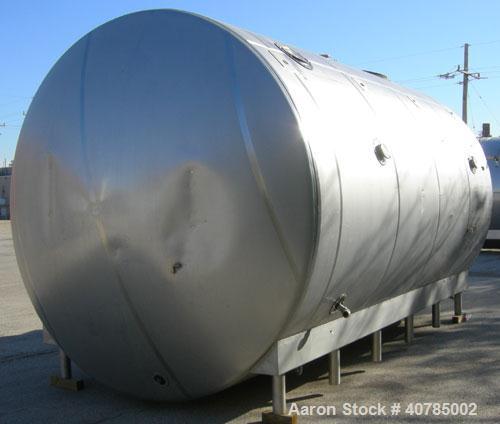 Used DCI Storage Tank, 10,000 gallon capacity, 316L stainless steel, horizontal. 120" inside diameter x 204" straight side, dished heads. Bottom 1/3 dimple jacket rated 62 psi @ 250 degrees F. Insula...