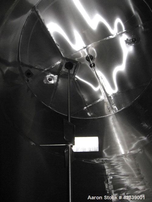 Used Tank, JV Northwest, 6,400 Gallon, stainless steel, 9' 3" diameter x 12' high.  Vertical, slight cone top and bottom.  Top mounted Burhans-Sharpe 1 hp agitator drive connected to a stainless stee...
