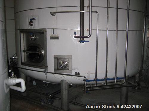 Used Tank, Price-Schonstrom, 16,500  gallon, stainless steel. 12' diameter x 20' high, dished heads, internal rated 20 psi @ 100 deg F, dimple jacket rated 50 psi @ 100 deg F.  Insulated with plastic...