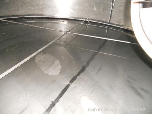 Used Saracco Tank & Mfg Approximately 10,000 Gallon Stainless Steel Storage Tank. Approximately 12' diameter x 12' straight side. Flat bottom and slight cone top. Various top openings including a 17"...