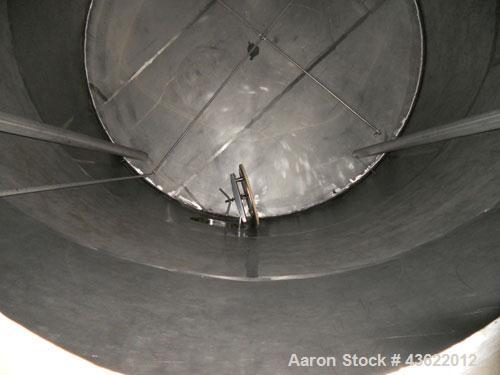 Used Saracco Tank & Mfg Approximately 10,000 Gallon Stainless Steel Storage Tank. Approximately 12' diameter x 12' straight side. Flat bottom and slight cone top. Various top openings including a 17"...
