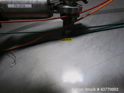 Used 6000 gallon SS Single Shell Dome Top & Bottom Vertical Tank; 112" x 132"; with vertical agitatior, baffle and spray ball; Seismic zone rated legs; Tank #5B.