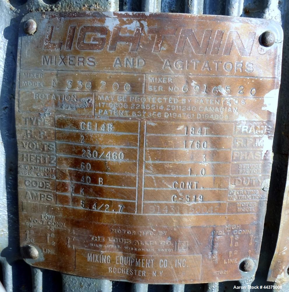 Used Tank, 5000 Gallon, 316 Stainless Steel, Vertical. Approximate 108" diameter x 126" straight side, flat top, coned bottom. Fixed carbon steel agitator bridge, approximate 1/5 top opening with cov...