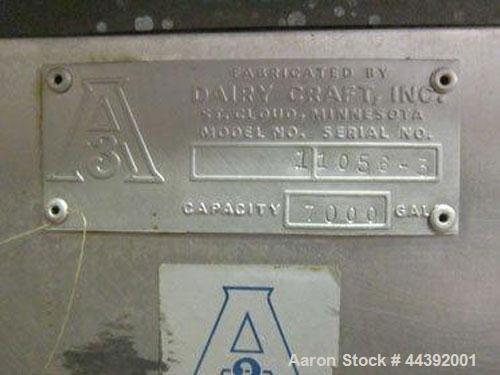 Used Dairy Craft 7000 gallon silo tank, s/n 11056-3, small ripple in top corner of interior
