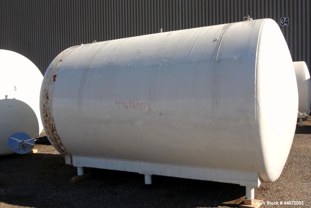 Used- Storage Tank, 5000 Gallon, 304 Stainless Steel, Horizontal. Approximate 96" diameter x 144" straight side, dished head...