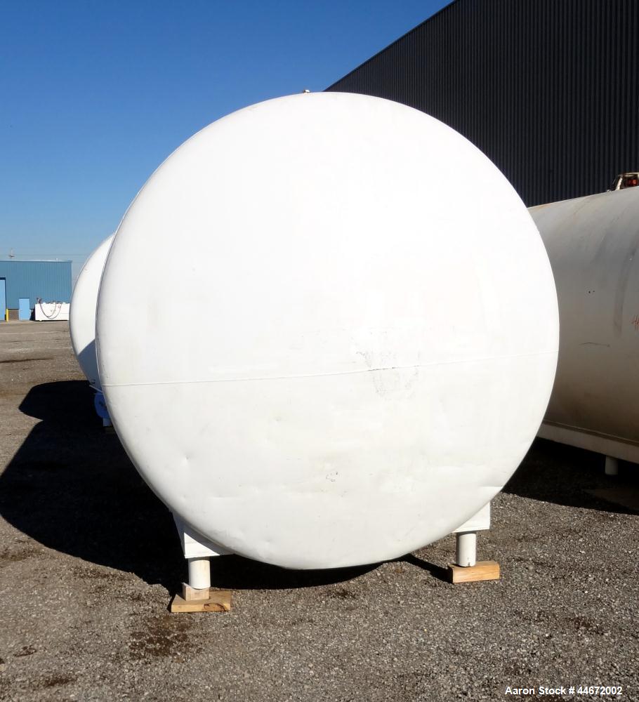 Used Storage Tank, 5000 Gallon, 304 Stainless Steel, Horizontal. Approximate 96" diameter x 144" straight side, dished heads. Insulated with carbon steel sheathing. (2) Spray balls. 16" x 20" Oval ma...