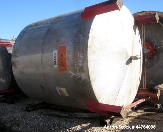 Used Tank, 6000 Gallon, 304 Stainless Steel, Vertical. 120” Diameter x 120” straight side, flat top, dished bottom. Top entering agitator with a shaft and (2) (6) blade turbines, driven by a 7.5hp mo...