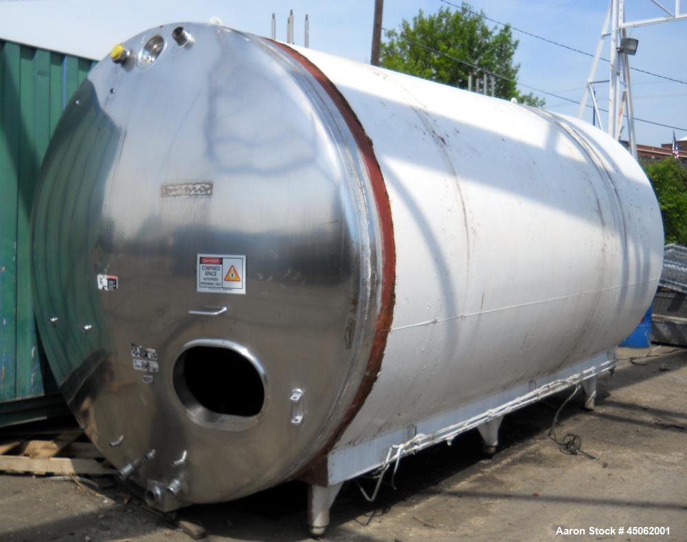 Used Dairy Tank, 6,000 Gallon, stainless steel, 8' diameter x 16' long, horizontal, dished heads, insulated.
