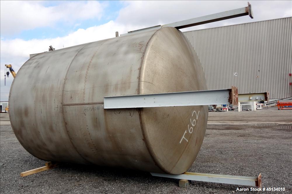Used BMT Brown Minneapolis Tank, 7,500 Gallons, 304 Stainless Steel, Approximate 142" Straight Side x 120" Diameter, Flat Top, Dish Bottom. Openings: Top, 2", 3", (2) 4", 3" center bottom outlet. (4)...
