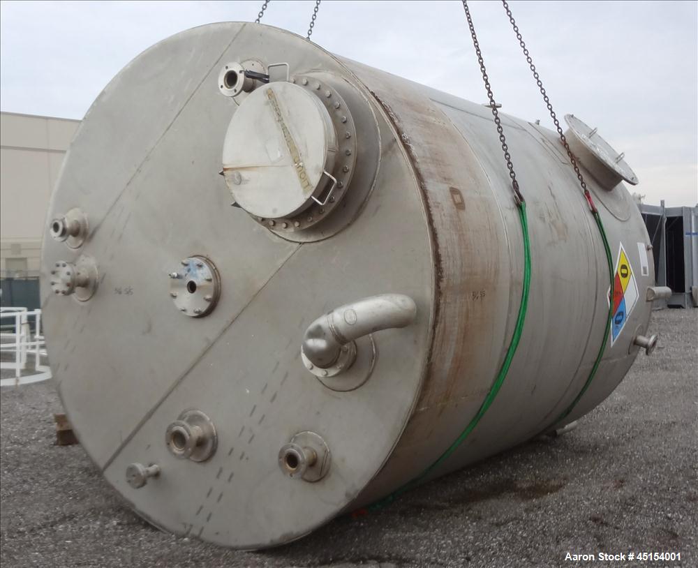 Used G.A. Wright & Sons Tank, 8116 U.S Gallons (6759 Imperial Gallons), 316L Stainless Steel, Vertical. 120 diameter x 160" straight side, welded flat top, dished bottom. (4) Sidewall baffles. Openin...