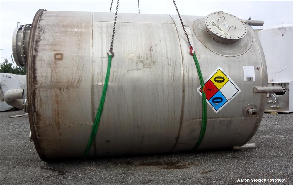 Used G.A. Wright & Sons Tank, 8116 U.S Gallons (6759 Imperial Gallons), 316L Stainless Steel, Vertical. 120 diameter x 160" straight side, welded flat top, dished bottom. (4) Sidewall baffles. Openin...