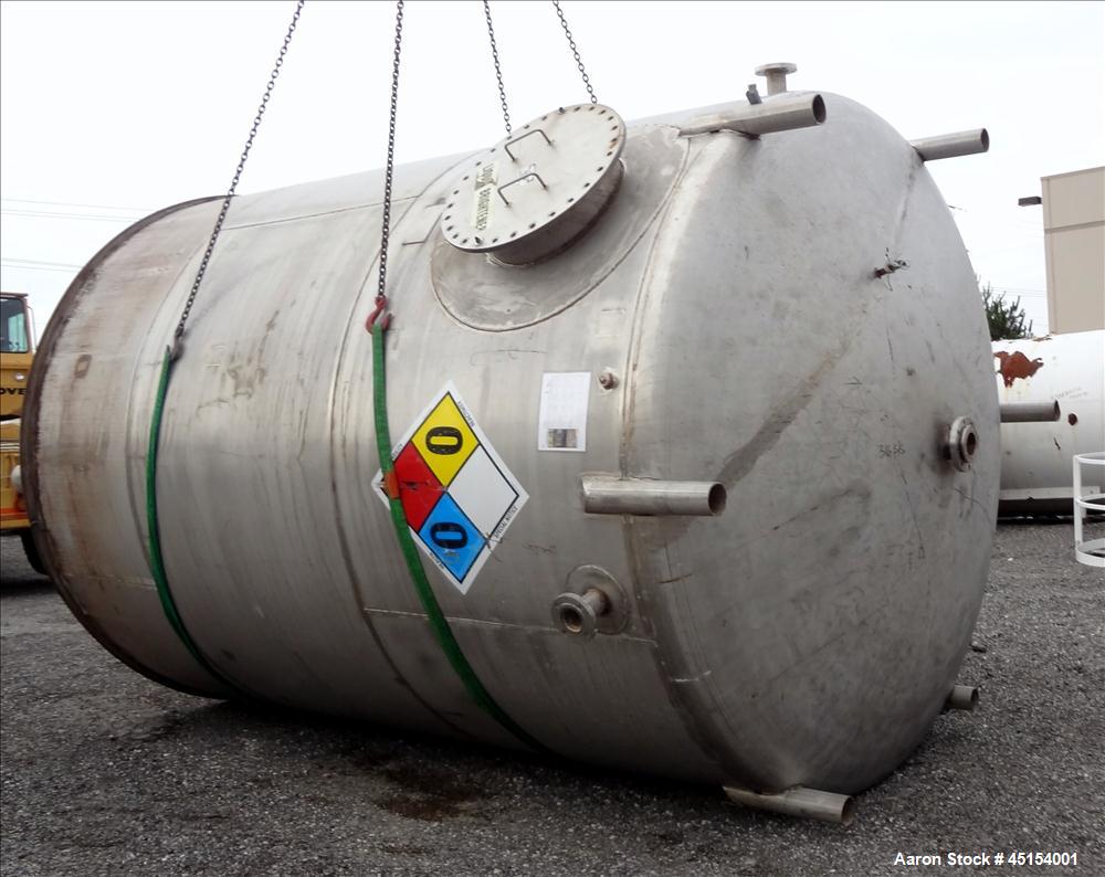 Used G.A. Wright & Sons Tank, 8116 U.S Gallons (6759 Imperial Gallons), 316L Stainless Steel, Vertical. 120 diameter x 160" straight side, welded flat top, dished bottom. (4) Sidewall baffles. Openin...