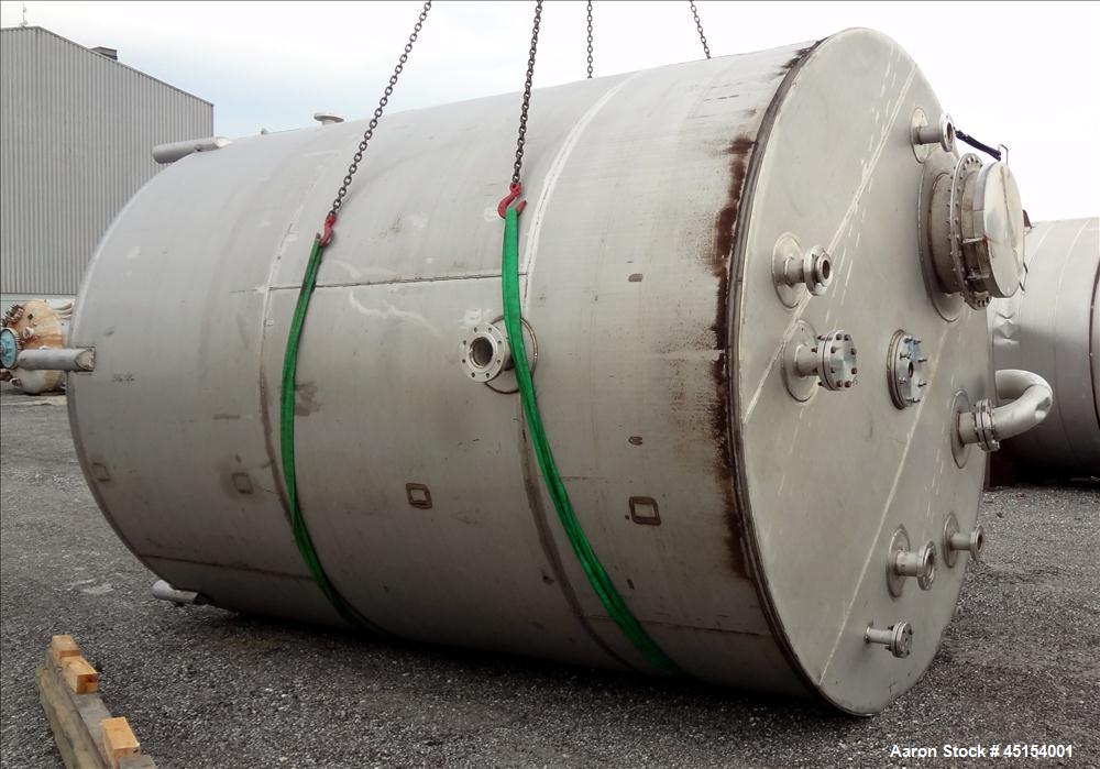 Used G.A. Wright & Sons Tank, 8116 U.S Gallons (6759 Imperial Gallons), 316L Stainless Steel, Vertical. 120 diameter x 160" straight side, welded flat top, dished bottom. (4) Sidewall baffles. Openin...