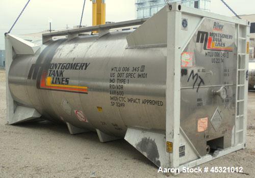 Used Sunshine Stainless Tank & Equipment Intermodal Transport Tank, 6205 Gallon, 316 Stainless Steel, IMO Type 1. Transports both hazardous and nonhazardous liquids and solids. IM101- CTC Impact Appr...