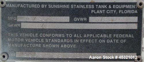 Used Sunshine Stainless Tank & Equipment Intermodal Transport Tank, 6205 Gallon, 316 Stainless Steel, IMO Type 1. Transports both hazardous and nonhazardous liquids and solids. IM101- CTC Impact Appr...