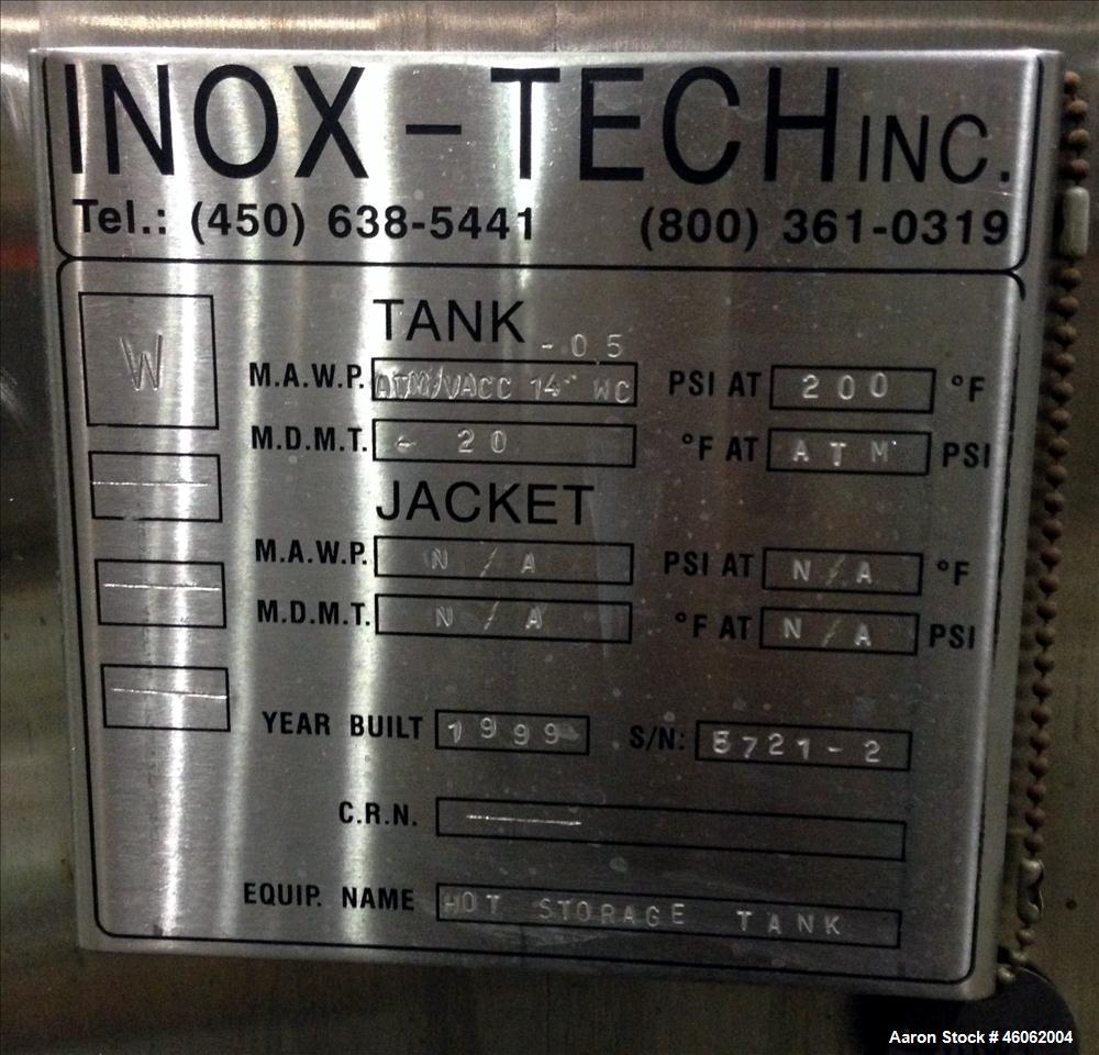 Used- Inox-Tech, Inc. 15,000 Gallon Stainless Steel Storage Tank