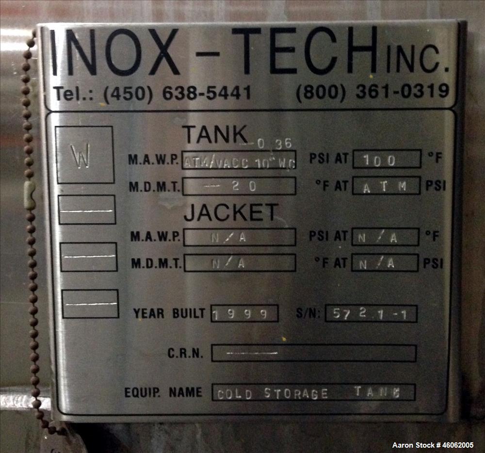 Used Inox-Tech, Inc. 15,000 Gallon 316L Sanitary Stainless Steel Storage Tank