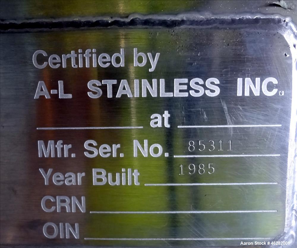 Used A-L Stainless Inc Tank, 304 Stainless Steel