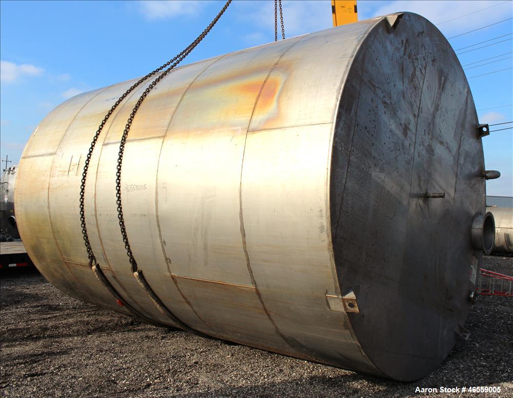 Used Tank, 15,000 Gallon, 316 Stainless Steel, Vertical. Approximate 148" diameter x 228" straight side. Flat top, flat bottom. Openings top: 17-1/2" manway no cover, 3", 2", 3" vent. Approximate 3" ...