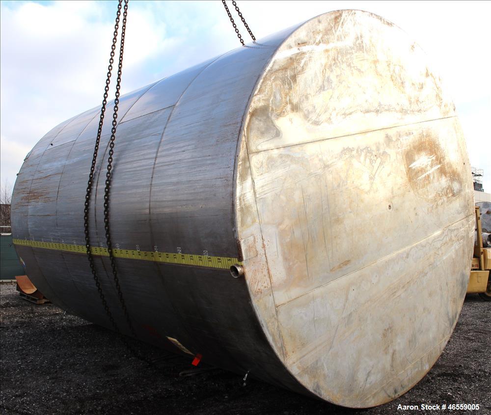 Used Tank, 15,000 Gallon, 316 Stainless Steel, Vertical. Approximate 148" diameter x 228" straight side. Flat top, flat bottom. Openings top: 17-1/2" manway no cover, 3", 2", 3" vent. Approximate 3" ...