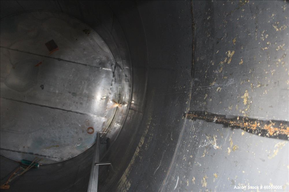 Used Tank, 15,000 Gallon, 316 Stainless Steel, Vertical. Approximate 148" diameter x 228" straight side. Flat top, flat bottom. Openings top: 17-1/2" manway no cover, 3", 2", 3" vent. Approximate 3" ...