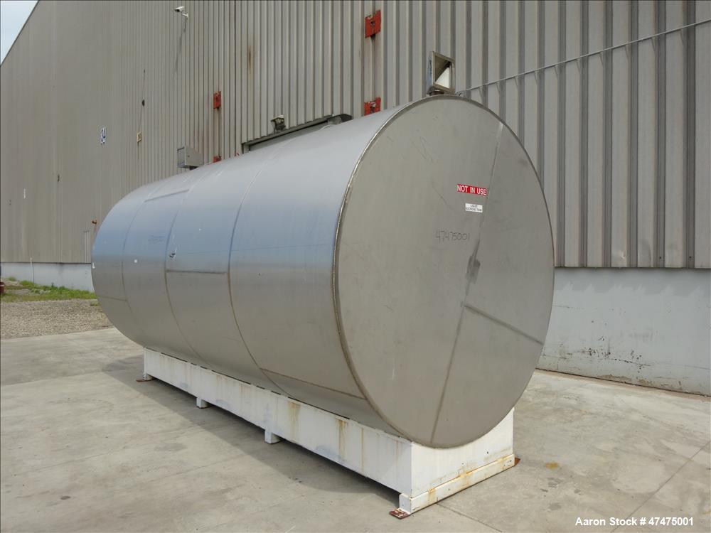Used Tank, 6000 Gallon, 304 Stainless Steel, Horizontal.