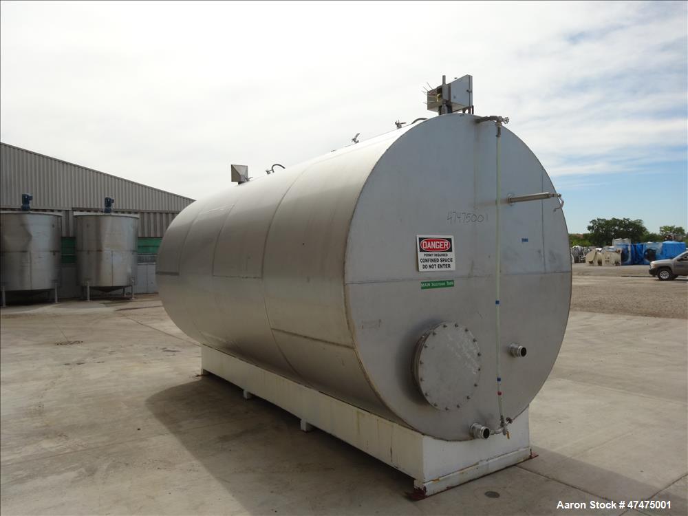 Used Tank, 6000 Gallon, 304 Stainless Steel, Horizontal.