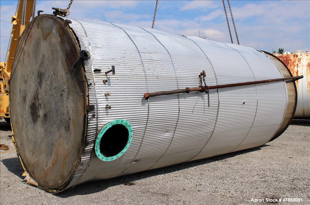 Used Insulated Tank, Approximate 10,000 Gallon, 304 Stainless Steel, Vertical.