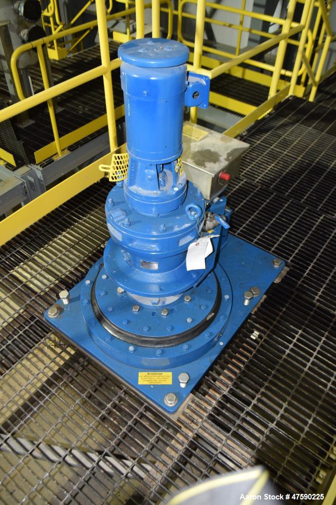 Unused- WesTech Tank, Approximate 7000 Gallon, 316 Stainless Steel, Vertical. 12' Diameter x 8' straight side, flat top, coned bottom. Bridge mounted thickner rake agitator. Mounted on legs.