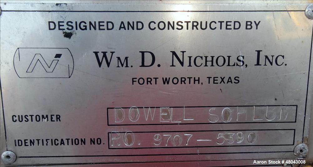 Used Wm. D. Nichols inc. Storage Tank, 6,000 Gallon, 316 Stainless Steel, Verti