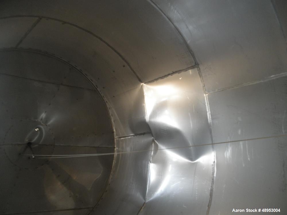 Used Tank, Approximate 12,000 Gallon, Stainless Steel tank, Vertical. Approximately 11' diameter x 16' straight side, cone top with 2” diameter center top opening, 20” diameter top manway and 4” diam...