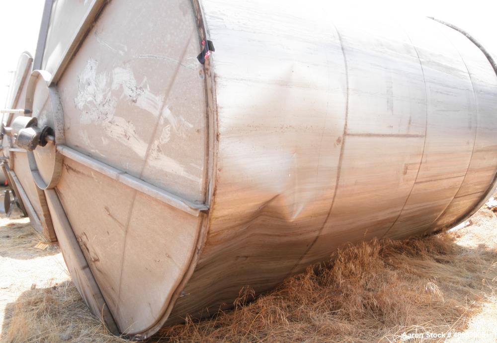 Used Tank, Approximate 12,000 Gallon, Stainless Steel tank, Vertical. Approximately 11' diameter x 16' straight side, cone top with 2” diameter center top opening, 20” diameter top manway and 4” diam...