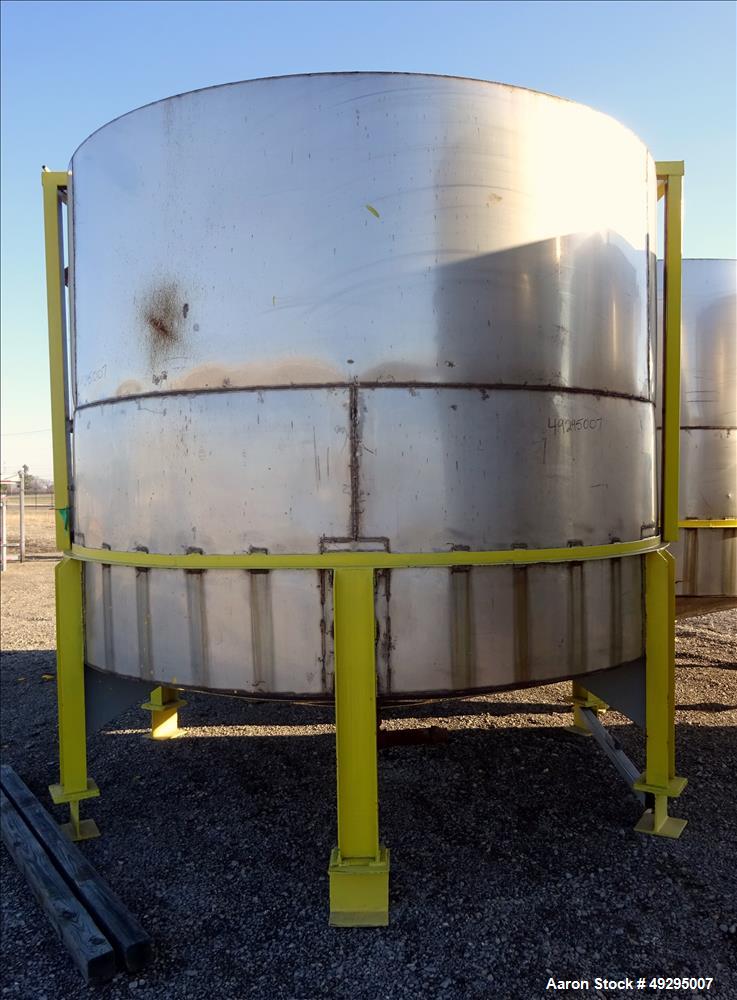 Used Mix Tank, Approximate 5,000 Gallon, Stainless Steel, Vertical.