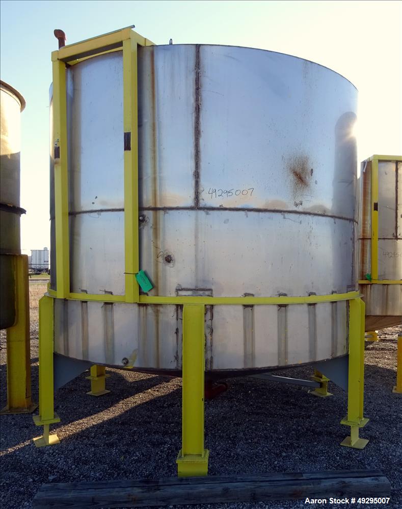 Used Mix Tank, Approximate 5,000 Gallon, Stainless Steel, Vertical.