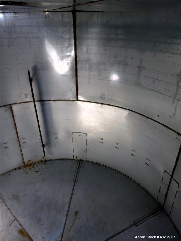 Used Mix Tank, Approximate 5,000 Gallon, Stainless Steel, Vertical.