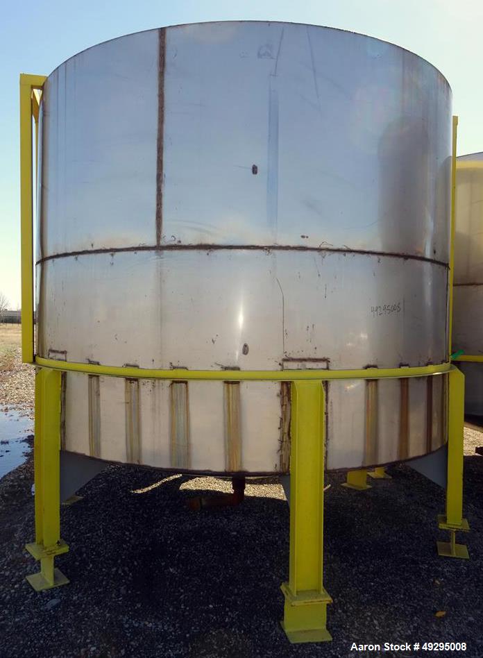 Used Mix Tank, Approximate 5,000 Gallon, Stainless Steel, Vertical.