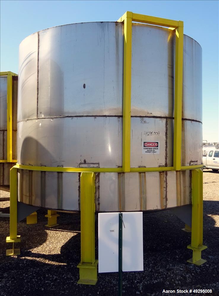 Used Mix Tank, Approximate 5,000 Gallon, Stainless Steel, Vertical.